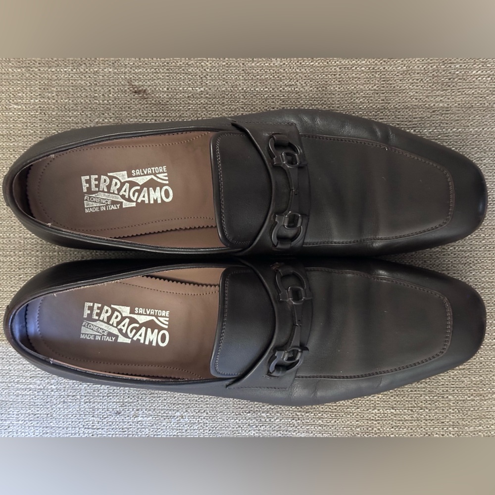 Salvatore Ferragamo Gancini Brown Leather Men’s Dress Loafers Shoe Size 11.5 D - Picture 12 of 15
